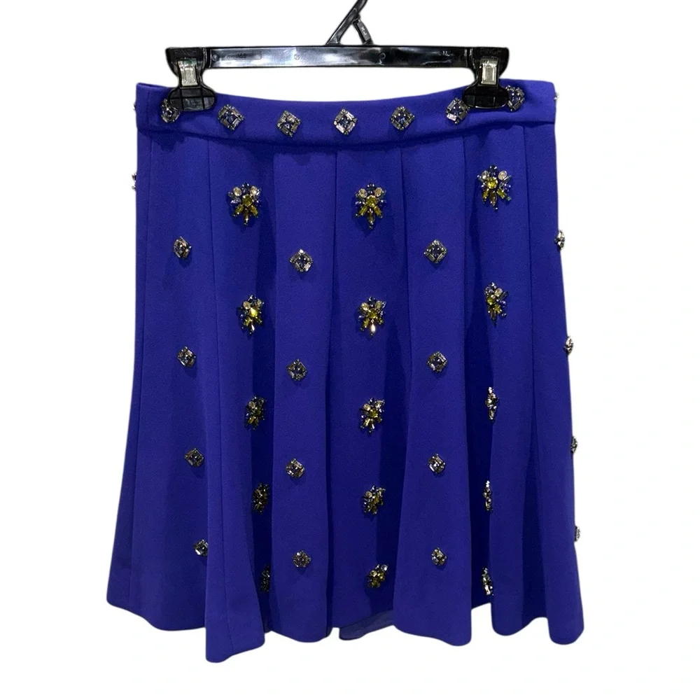 LN RARE J. Crew Collection Byzantine Purple Jeweled Cluster A-Line Skirt - 6